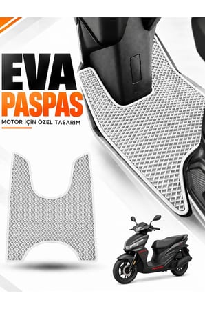 e-biz RKS WİKED 125 Uyumlu EVA Motosiklet Paspası Scooter Ayak Paspası Motora Özel Beyaz