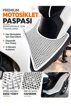 e-biz RKS WİKED 125 Uyumlu EVA Motosiklet Paspası Scooter Ayak Paspası Motora Özel Beyaz
