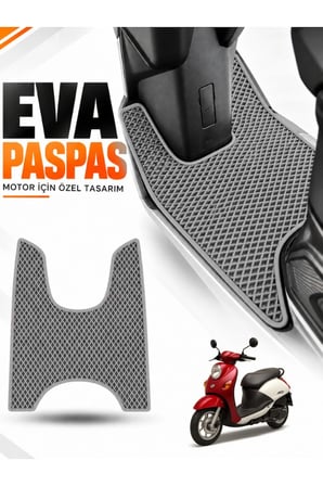 e-biz SYM MİO Uyumlu EVA Motosiklet Paspası Scooter Ayak Paspası Motora Özel Açık Gri