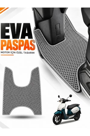 e-biz VOLTA VS2 Uyumlu EVA Motosiklet Paspası Scooter Ayak Paspası Motora Özel Açık Gri