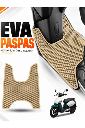 e-biz VOLTA VS2 Uyumlu EVA Motosiklet Paspası Scooter Ayak Paspası Motora Özel Bej