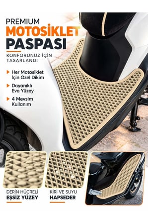 e-biz VOLTA VS2 Uyumlu EVA Motosiklet Paspası Scooter Ayak Paspası Motora Özel Bej