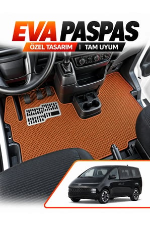 e-biz HYUNDAİ STARİA (2022-2026) Uyumlu EVA Oto Paspas Metal Topukluklu Ön Kabin Set Taba