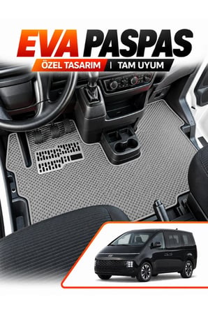 e-biz HYUNDAİ STARİA (2022-2026) Uyumlu EVA Oto Paspas Metal Topukluklu Ön Kabin Set Açık Gri