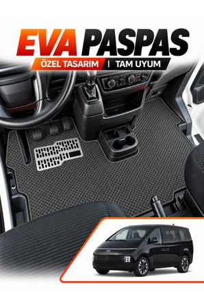 e-biz HYUNDAİ STARİA (2022-2026) Uyumlu EVA Oto Paspas Metal Topukluklu Ön Kabin Set Koyu Gri