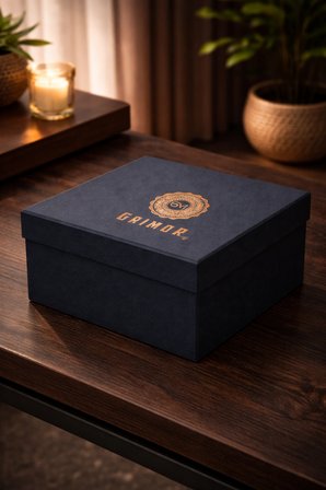 Sert Taslama Lüks Çeyiz Bohçası Kutusu | Bronz Detaylı Premium Saklama Kutusu 24 CMX21 CMX13,5 CM