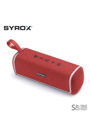 S40 Gerçek Kablosuz Bluetooth Hoparlör, 8W Stereo Ses, 6-10 Saat Çalma Süresi, TWS ve FM Radyo - Siyah / Kırmızı