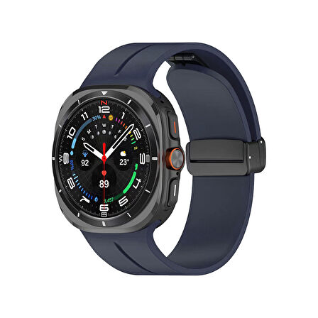 Samsung Galaxy Watch 8 40mm / 44mm / 46mm Classic Kordon - Manyetik Metal Tokalı Güçlü Esnek Silikon