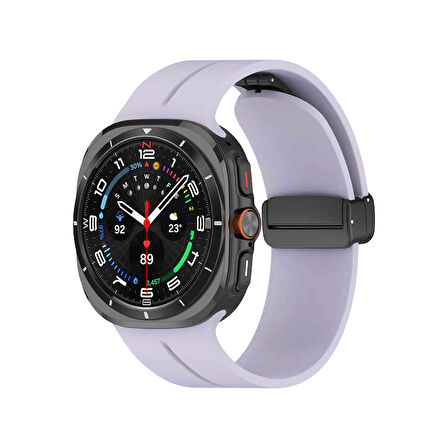 Samsung Galaxy Watch 8 40mm / 44mm / 46mm Classic Kordon - Manyetik Metal Tokalı Güçlü Esnek Silikon