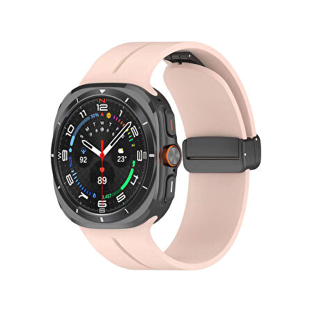 Samsung Galaxy Watch 8 40mm / 44mm / 46mm Classic Kordon - Manyetik Metal Tokalı Güçlü Esnek Silikon