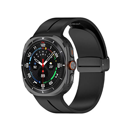 Samsung Galaxy Watch 8 40mm / 44mm / 46mm Classic Kordon - Manyetik Metal Tokalı Güçlü Esnek Silikon