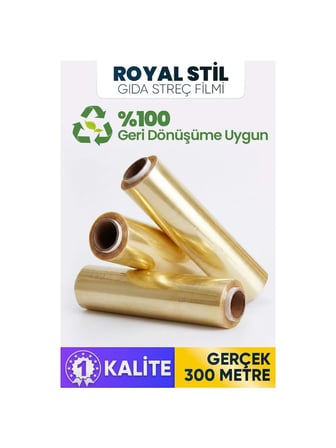 Royal Stil Streç Film | Gıda Temasına Uygun | Gold Serisi | 30 cm x 300 Mt. | 9 Mikron | 800 Gr. | İSO9001