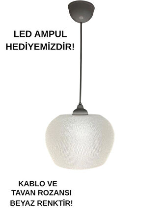 Şeffaf Beyaz Buz Desenli Modern Sarkıt Avize Dekoratif Avize