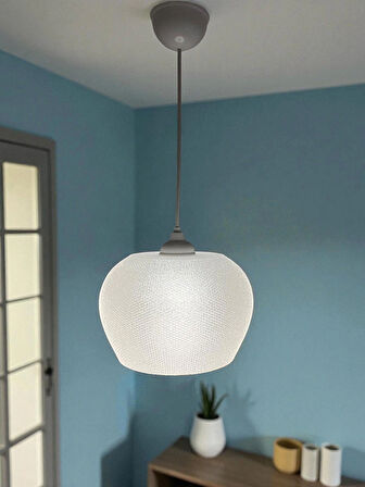 Şeffaf Beyaz Buz Desenli Modern Sarkıt Avize Dekoratif Avize