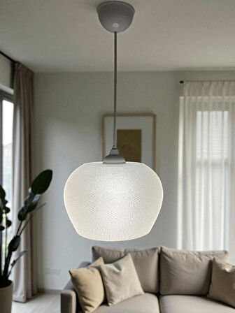 Şeffaf Beyaz Buz Desenli Modern Sarkıt Avize Dekoratif Avize