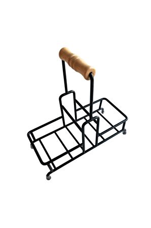 2 Bölmeli Çok Amaçlı Ahşap Kulplu Metal Stand Banyo Düzenleyici Organizer