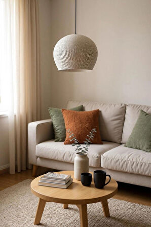 Beyaz Desenli Modern Sarkıt Avize Dekoratif Avize