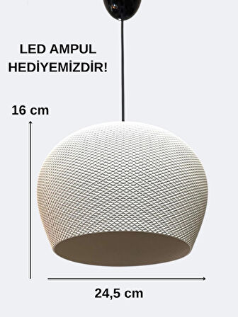 Beyaz Desenli Modern Sarkıt Avize Dekoratif Avize