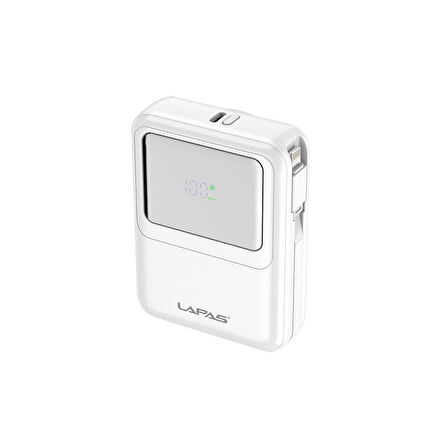 10000 mAh Kablosuz Powerbank Dijital LED Ekranlı, Type-C & Lightning Kabloları, Güçlü 15W Hızlı Şarj