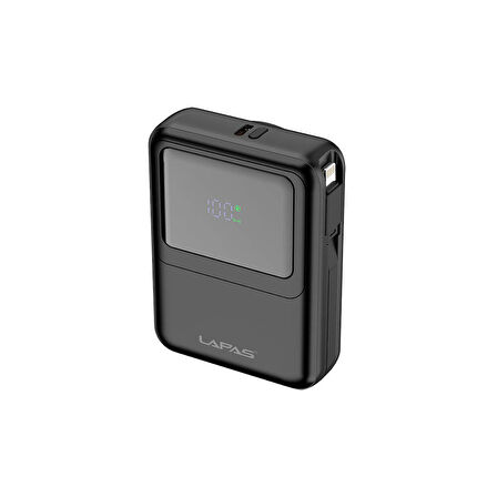10000 mAh Kablosuz Powerbank Dijital LED Ekranlı, Type-C & Lightning Kabloları, Güçlü 15W Hızlı Şarj