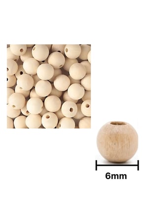 Ahşap Boncuk Sade 6Mm Yuvarlak Askılı B3292