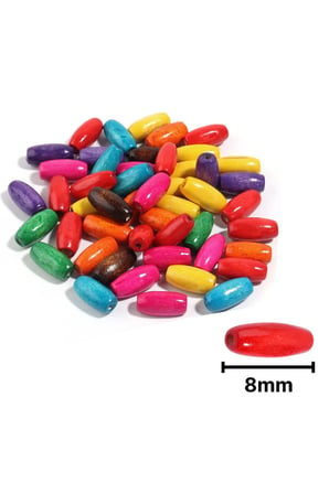 Ahşap Boncuk Renkli 8Mm Oval B3465