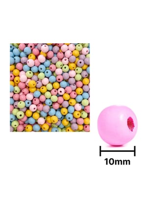 Esmay Ahşap Boncuk Pastel Renkli Askılı 10mm Yuvar