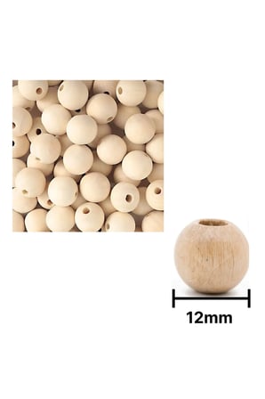 Esmay Ahşap Boncuk Sade 12mm Yuvarlak Askılı B0591