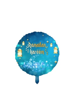 Brş 18" Folyo Balon Ramazan Mavi Yuvarlak Desenli + Mesakademi Oyun Seti Hediyeli