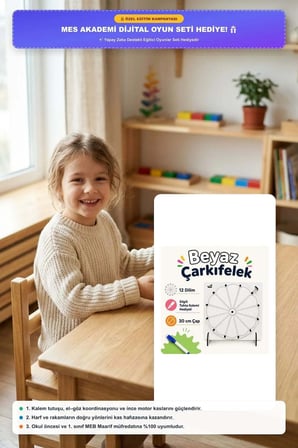 Beyaz Çarkıfelek Eğitici Ahşap Materyali + Mesakademi Eğitim Desteği Hediyeli