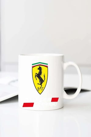 Ferrari Logo S Baskılı 330 ml Porselen Kupa Bardak (123461-4)