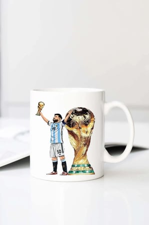 D Nya Kupas Messi Baskılı 330 ml Porselen Kupa Bardak (123575-1)
