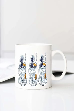 Fincansal Baskılı 330 ml Porselen Kupa Bardak (123684-1)