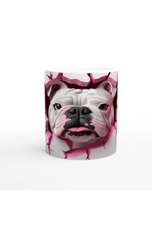 Çatlak Duvardan Bakan Bulldog Temalı Baskılı Kupa Bardak