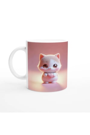 Kalpli Sevimli Kedi Figürlü Baskılı Kupa Bardak