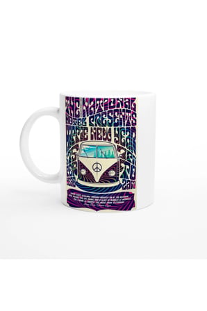 Peace & Love Renkli Hippie Van Temalı Kupa Bardak
