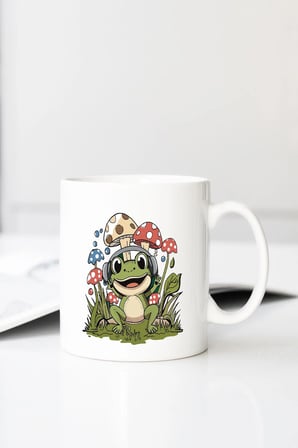 Frog Mushroom Print Thermal Baskılı 330 ml Porselen Kupa Bardak (123726_1)