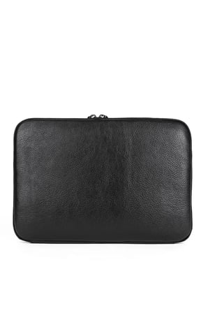 Crazy Siyah Naturel Hakiki Deri Macbook Air Pro 13 ve 13.3 İnç Laptop Kılıfı