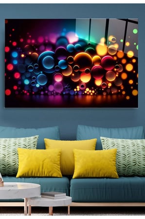 Colored Bubbles Cam Tablo, Dekoratif Cam Tablo