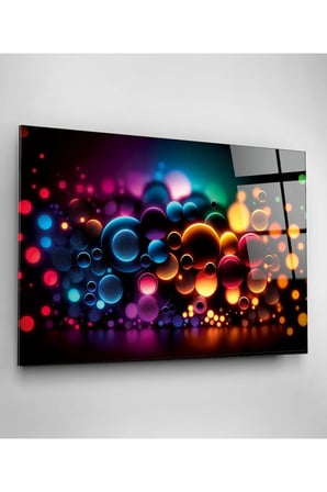 Colored Bubbles Cam Tablo, Dekoratif Cam Tablo