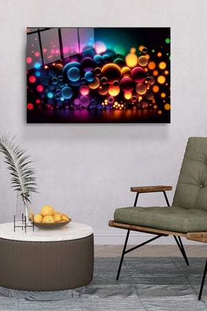 Colored Bubbles Cam Tablo, Dekoratif Cam Tablo