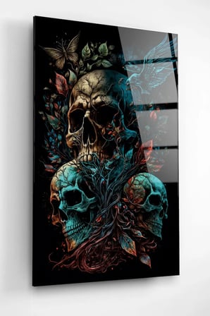 Skulls Cam Tablo, Dekoratif Cam Tablo