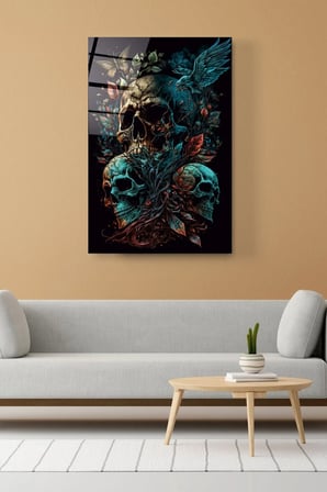 Skulls Cam Tablo, Dekoratif Cam Tablo