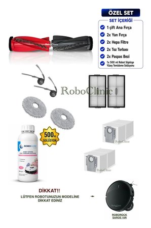 Roborock Saros 10R Robot Süpürge Uyumlu Yedek Toz Torba, Fırça, Hepa Filtre, Mop, Deterjan