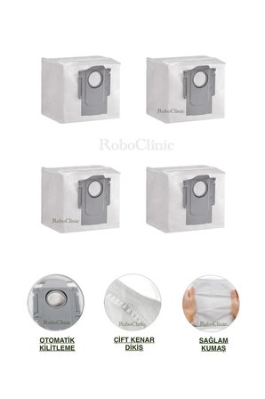 Roborock Q7 / Q7 Max / Q5 / Q5 Pro+ / Q8 Max Robot Süpürge Uyumlu Yedek Toz Torbası 4 Parça