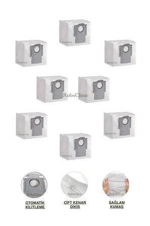 Roborock Q7 / Q7 Max / Q5 / Q5 Pro+ / Q8 Max Robot Süpürge Uyumlu Yedek Toz Torbası 8 Parça