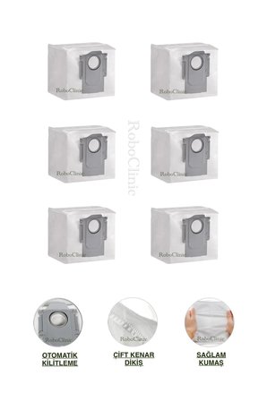 Roborock Q7 / Q7 Max / Q5 / Q5 Pro+ / Q8 Max Robot Süpürge Uyumlu Yedek Toz Torbası 6 Parça