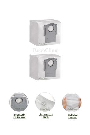 Roborock Q7 / Q7 Max / Q5 / Q5 Pro+ / Q8 Max Robot Süpürge Uyumlu Yedek Toz Torbası 2 Parça