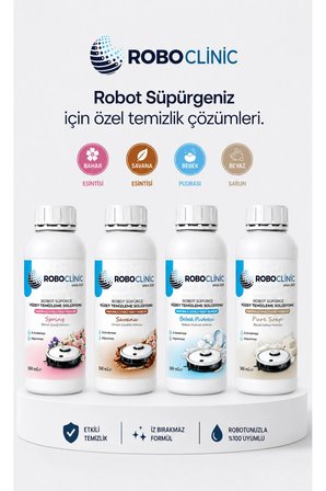 Robot Süpürge Deterjanı Bahar, Savana, Pudra, Sabun Kokulu Solüsyon (4x500 Ml