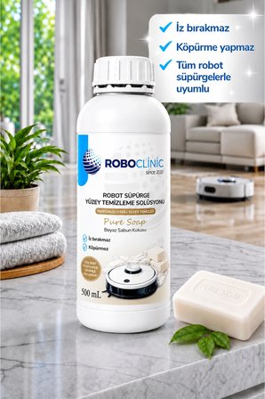 Roborock Robot Süpürge İle Uyumlu Deterjan, Solüsyon ( BEYAZ SABUN Kokulu Yüzey Temizleyici ) 500 ML